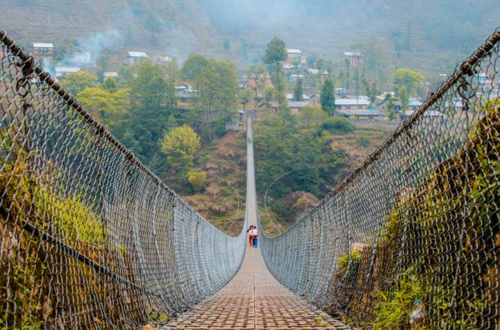 In Nepal more than 8,000 suspension bridges that significantly shortened distanc ...