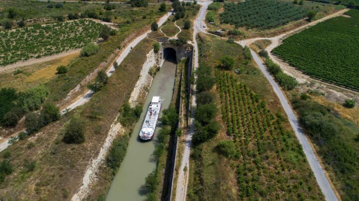 Canal du Midi with the Tunnel du Malpas, the oldest canal tunnel in the world